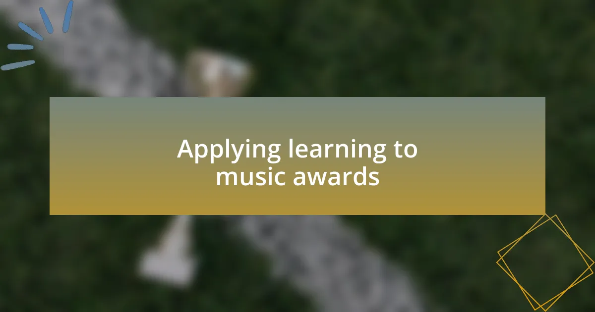 Applying learning to music awards