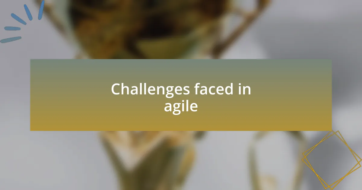 Challenges faced in agile