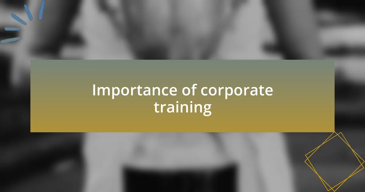 Importance of corporate training