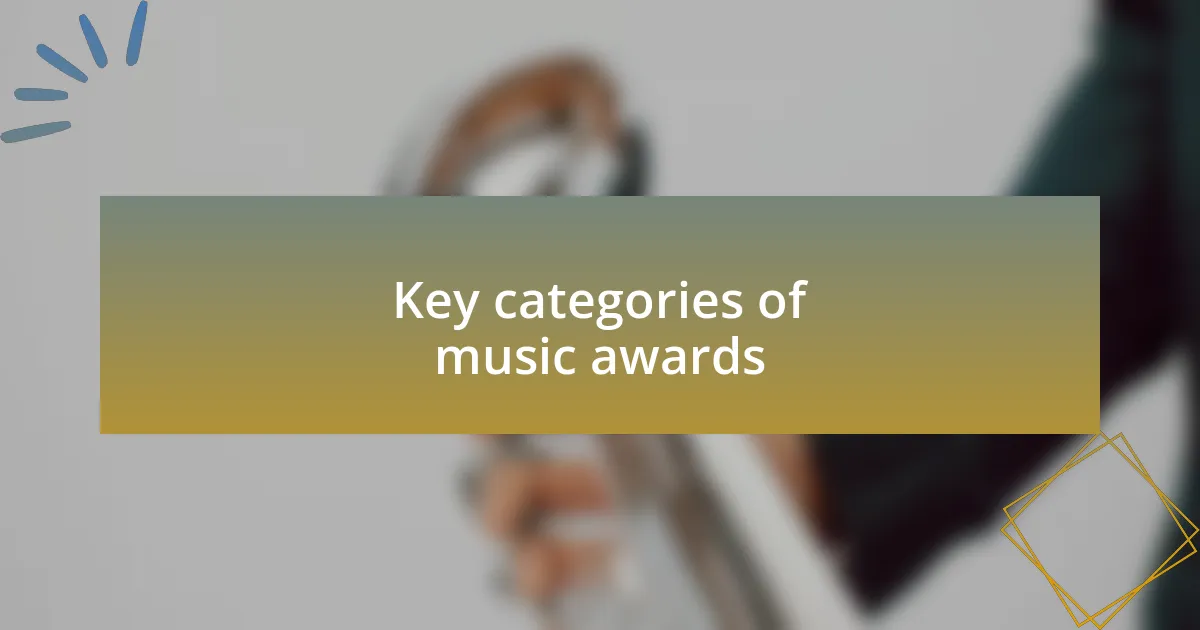 Key categories of music awards