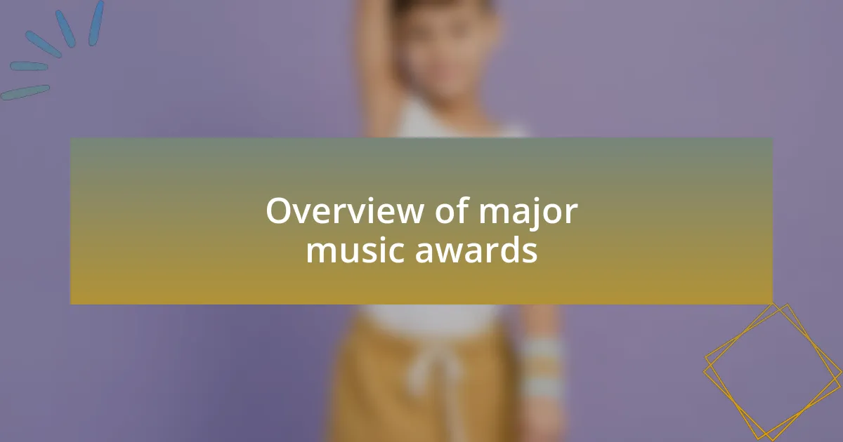 Overview of major music awards