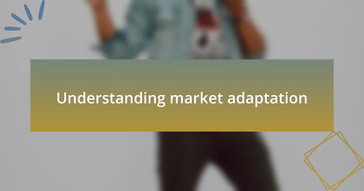 Understanding market adaptation